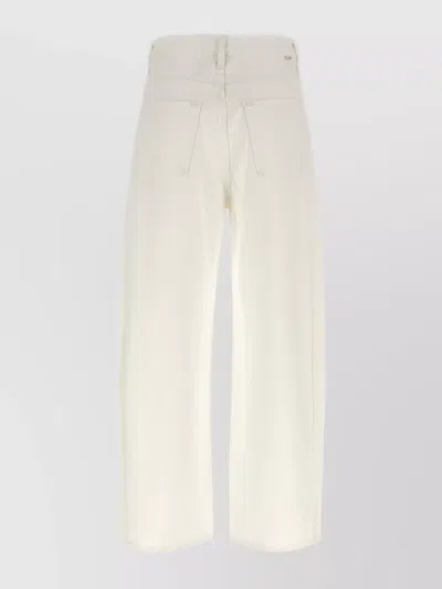 Mother Womens The Full-pipe Ankle High-rise Denim Jeans Picket Fence In White