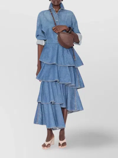 Alaïa Alaia Spiral Skirt In Denim In Blue
