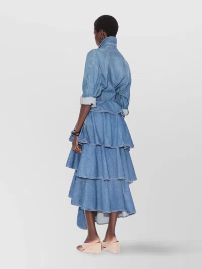 Alaïa Alaia Spiral Skirt In Denim In Blue