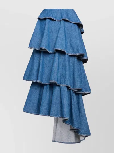 Alaïa Alaia Spiral Skirt In Denim In Blue