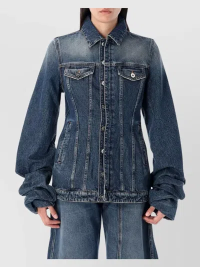 Jean Paul Gaultier Structured Blazer With Balloon Sleeves And Pockets In Blue