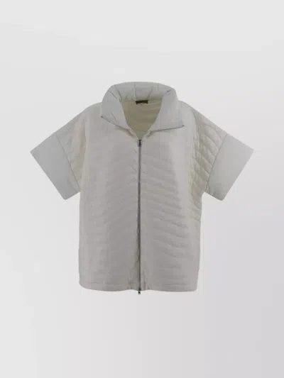 Herno Padded Drop Shoulder Poncho With Funnel Neck In Gray