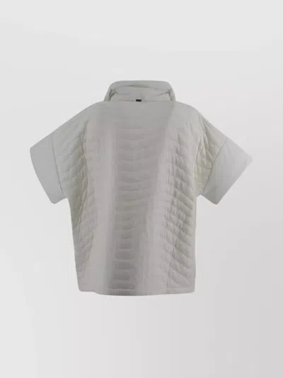 Herno Padded Drop Shoulder Poncho With Funnel Neck In Gray