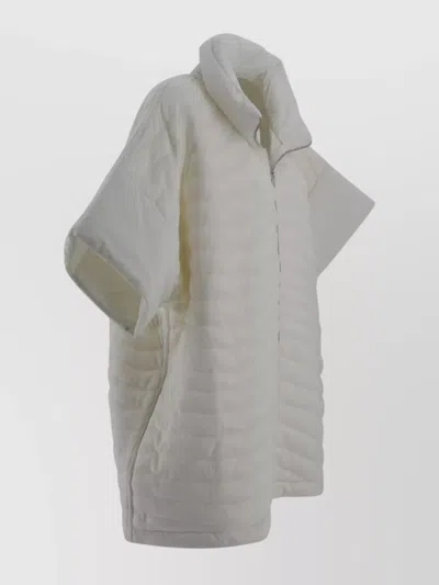 Herno Padded Drop Shoulder Poncho With Funnel Neck In Gray