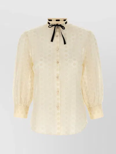 Valentino Sangallo Embroidered Shirt With Bow Detail In Neutral