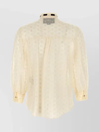Valentino Sangallo Embroidered Shirt With Bow Detail In Neutral