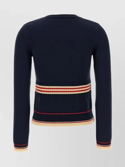 Valentino 'atelier Crew Neck Knitwear With Ribbed Hem And Cuffs' In Blue