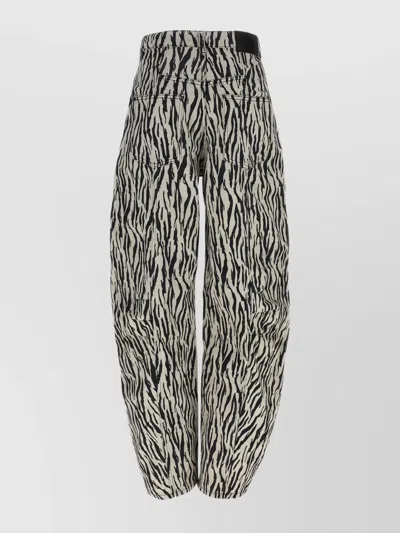 Rotate Birger Christensen Zebra Print Cargo Trousers With Back Pockets In Black
