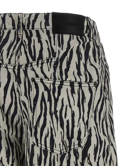 Rotate Birger Christensen Zebra Print Cargo Trousers With Back Pockets In Black