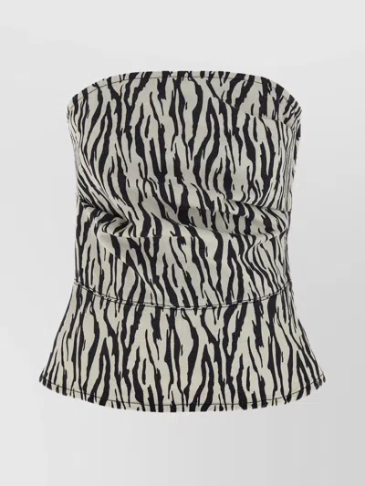 Rotate Birger Christensen 'zebra Print' Strapless Top In Multi
