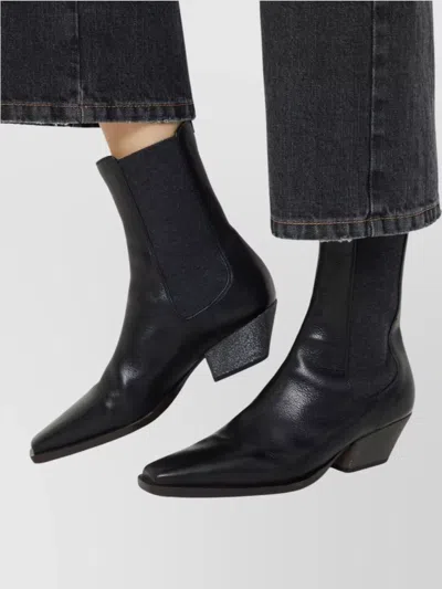 Brunello Cucinelli Leather Ankle Boots Cuban Heel