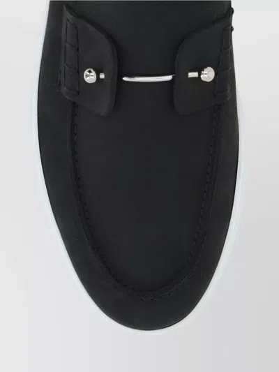 Christian Louboutin Loafers With Contrast Sole And Stitching Accents In Black