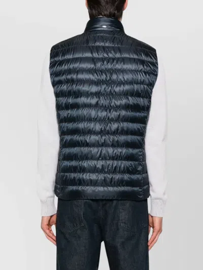 Herno Reversible Quilted Sleeveless Jacket With High Collar In Blue