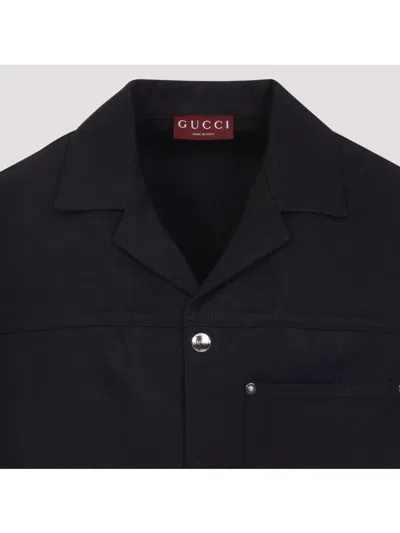 Gucci Classic Short-sleeve Cotton Shirt In Black
