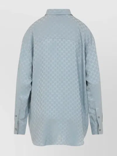 Gucci Silk Shirt With Monogram Motif In Blue