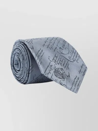 Berluti Script Pattern Silk Tie In Gray
