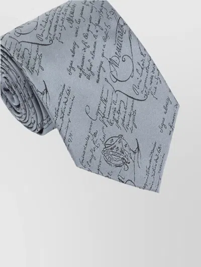 Berluti Script Pattern Silk Tie In Gray
