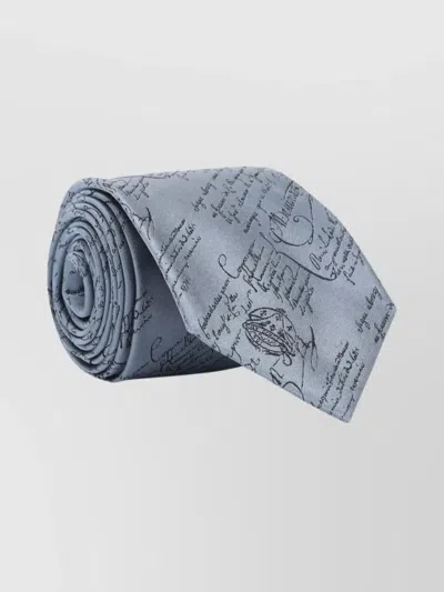 Berluti Script Pattern Silk Tie In Gray