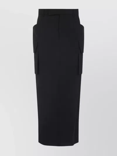 Rick Owens Firbanks Wool Midi Skirt In Black