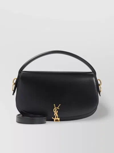 Saint Laurent Voltaire In Box Curved-handle Leather Shoulder Bag In Black
