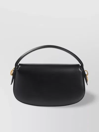 Saint Laurent Voltaire In Box Curved-handle Leather Shoulder Bag In Black