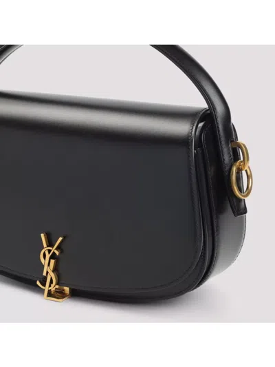 Saint Laurent Voltaire In Box Curved-handle Leather Shoulder Bag In Black