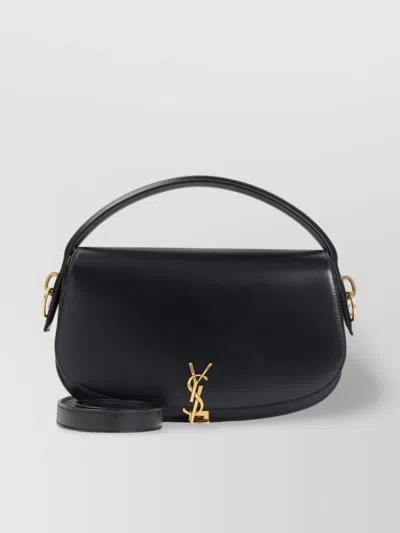 Saint Laurent Voltaire In Box Curved-handle Leather Shoulder Bag In Black