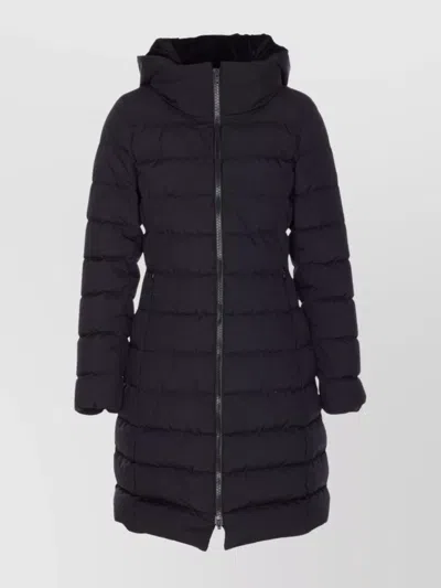 Herno Black Down Jacket With Fixed Hood And Quilted Design In Tech Fabric Woman