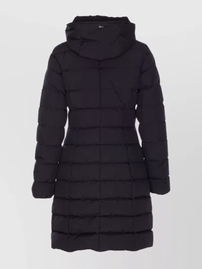 Herno Black Down Jacket With Fixed Hood And Quilted Design In Tech Fabric Woman