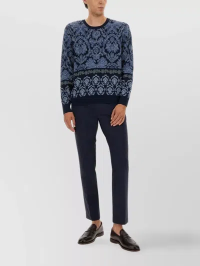 Etro Blue Cotton Sweaters In Blue
