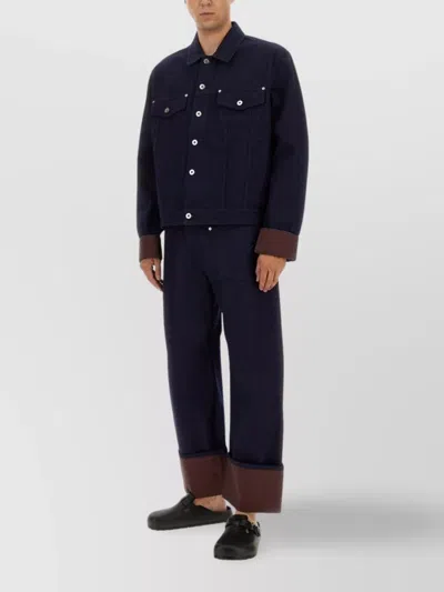 Jw Anderson J. W. Anderson Cropped Denim Jacket With Contrasting Cuffs In Blue