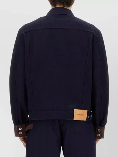 Jw Anderson J. W. Anderson Cropped Denim Jacket With Contrasting Cuffs In Blue