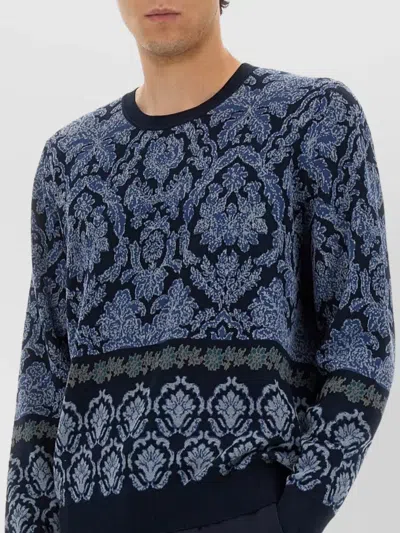 Etro Blue Cotton Sweaters In Blue