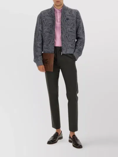 Etro Jacquard Bomber Jacket Featuring Paisley Pattern In Blue