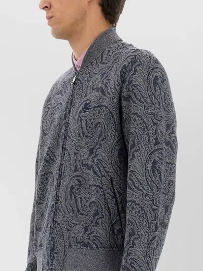 Etro Jacquard Bomber Jacket Featuring Paisley Pattern In Blue