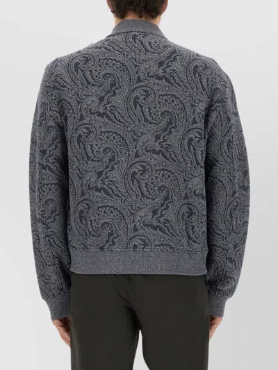Etro Jacquard Bomber Jacket Featuring Paisley Pattern In Blue