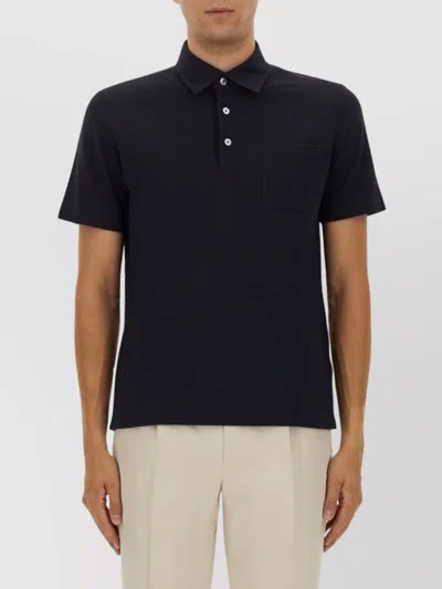 Zegna Cotton Polo Shirt With Pocket In Black