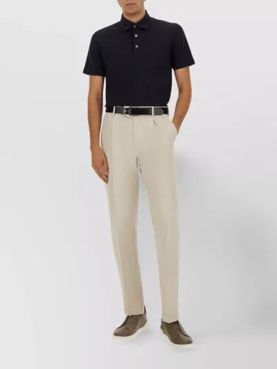 Zegna Cotton Polo Shirt With Pocket In Black