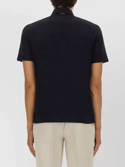 Zegna Cotton Polo Shirt With Pocket In Black