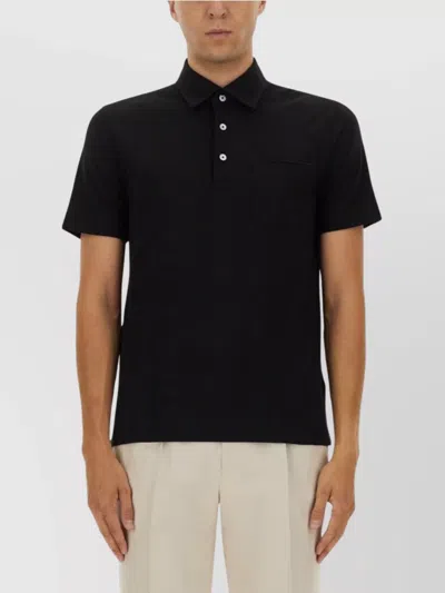 Zegna Cotton Polo Shirt With Pocket In Black
