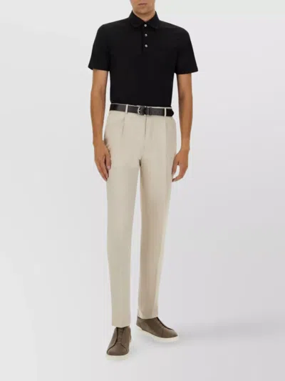 Zegna Cotton Polo Shirt With Pocket In Black