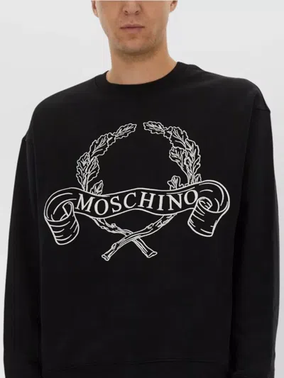 Moschino Couture Sweatshirt With Laurel Crown Logo Embroidery In Black