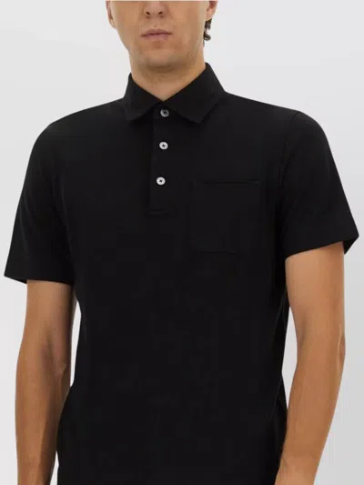 Zegna Cotton Polo Shirt With Pocket In Black
