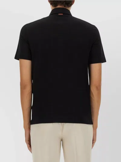 Zegna Cotton Polo Shirt With Pocket In Black