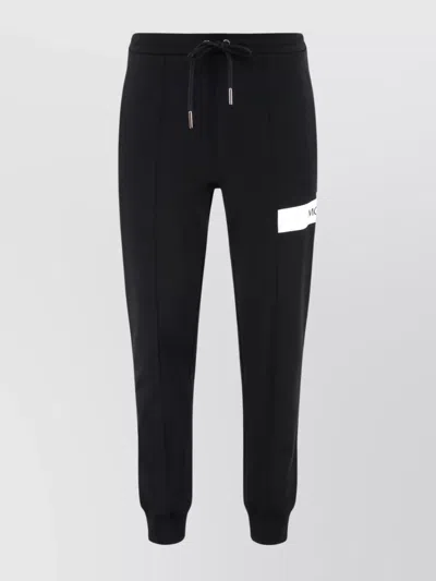 Moncler Cotton Track-pants With Side Stripe Detail In Black