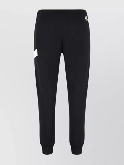Moncler Cotton Track-pants With Side Stripe Detail In Black