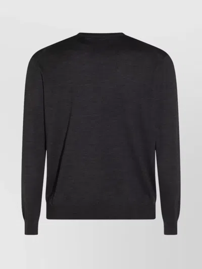 Malo Ribbed Crewneck Sweater With Long Sleeves In Black