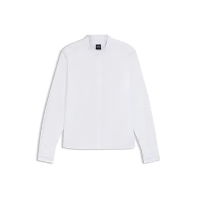 Hugo Boss Regular-fit Blouse In Cotton Poplin With Concealed Placket In White