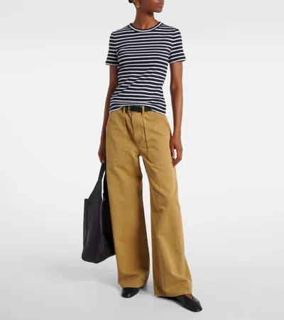 Veronica Beard Pruitt Stripe Stretch Cotton T-shirt In Black