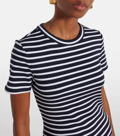 Veronica Beard Pruitt Stripe Stretch Cotton T-shirt In Black